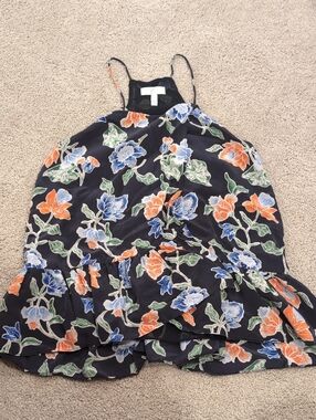 Joie Black Floral Halter Camisole with Blue & Orange Flowers